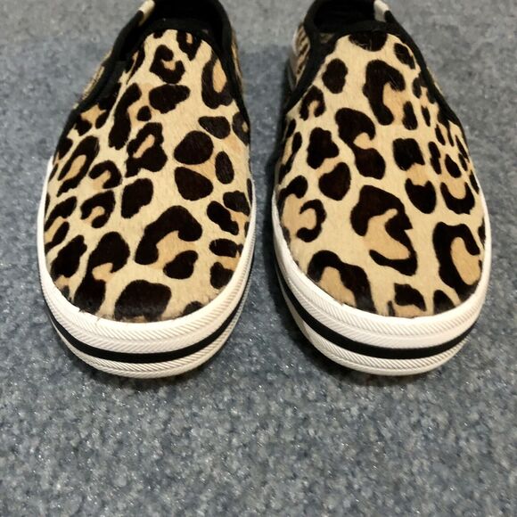 Kate Spade x Keds Slip On Sneakers 5.5 Calf Hair Leopard Cheetah Lace Up - Picture 9 of 11